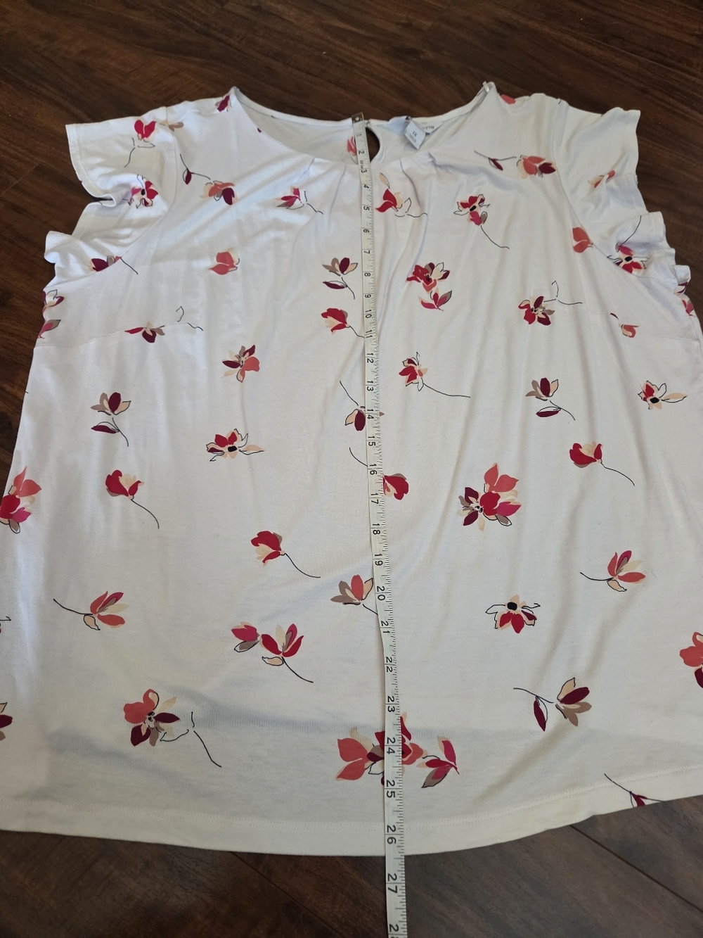 Liz Clairborne Floral White and Pink Pleated Flowy Women's Top Blouse Size 1X - Picture 8 of 8